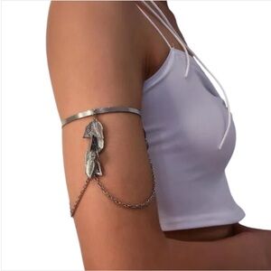 Boho Retro Leaves Upper Cuff Bangle Armband Arm Slave Chain Bracelet